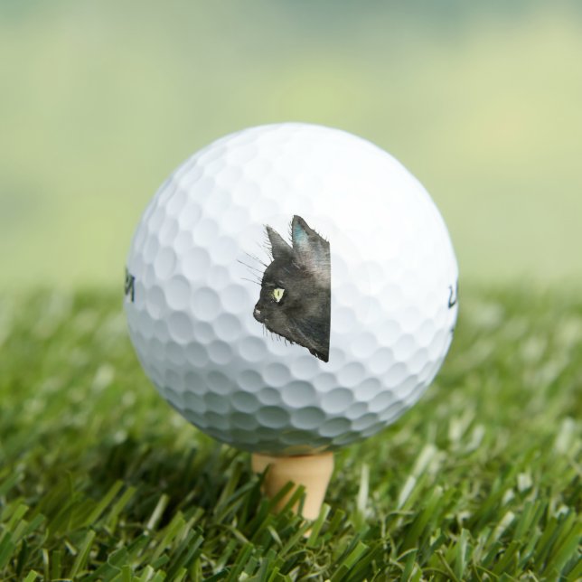 Black Cat Animal Lover Kitty Kitten Pet  Golf Balls (Insitu Tee)