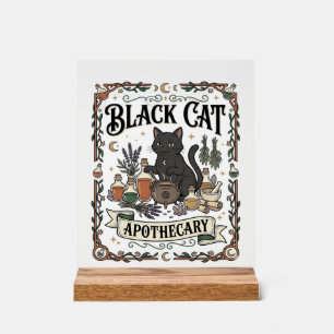 Black Cat Apothecary Cat Witchy Mystic Apothecary Acrylic Sign