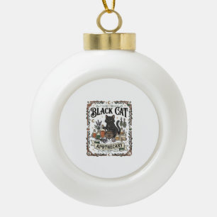Black Cat Apothecary Cat Witchy Mystic Apothecary Ceramic Ball Christmas Ornament
