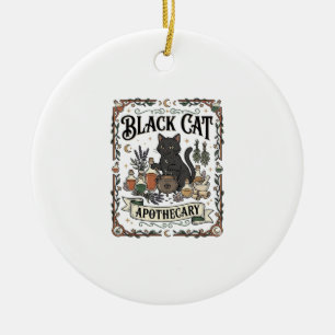 Black Cat Apothecary Cat Witchy Mystic Apothecary Ceramic Ornament