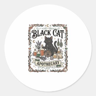 Black Cat Apothecary Cat Witchy Mystic Apothecary  Classic Round Sticker