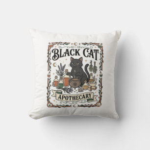 Black Cat Apothecary Cat Witchy Mystic Apothecary Cushion