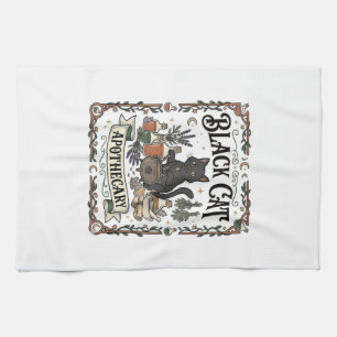 Black Cat Apothecary Cat Witchy Mystic Apothecary Tea Towel