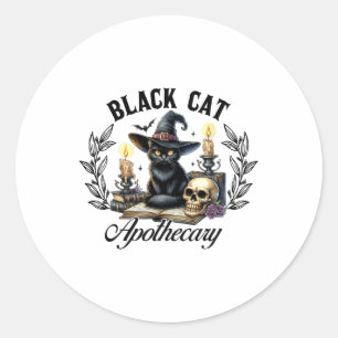 Black Cat Apothecary Funny Halloween Witchy Women Classic Round Sticker
