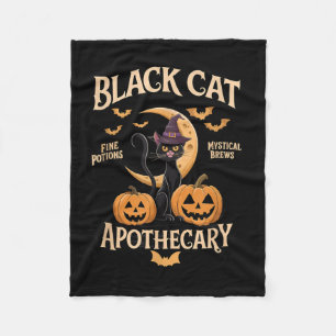 Black Cat Apothecary Halloween Enthusiasts Fleece Blanket