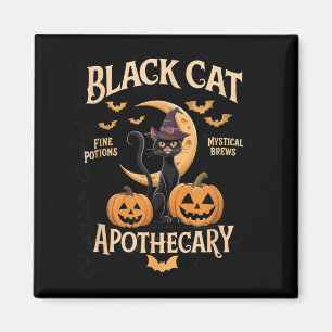 Black Cat Apothecary Halloween Enthusiasts Magnet