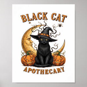 Black Cat Apothecary – Halloween Witchy Moon & Pum Poster