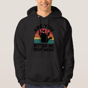 Black Cat Are You Kitten Me Right Meow Kitten Hoodie