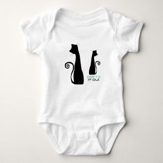 Black cat art baby bodysuit