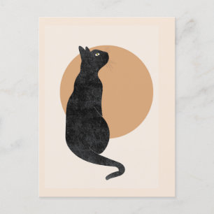 Black cat art deco postcard