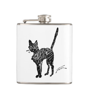 Black Cat Art Nouveau Chat Noir Steinlen Hip Flask
