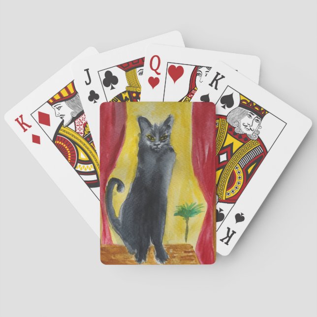 Black cat art  playing cards (Back)