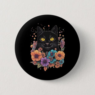 Black Cat Art Sticker1 6 Cm Round Badge