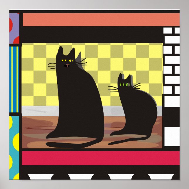 Black Cat Art, "Two Friends" Poster print (Front)