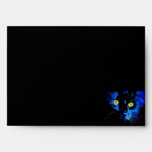 Black Cat Artistic Portrait With Striking Yellow E Envelopes