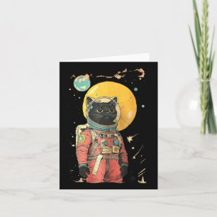 Black Cat Astronaut Colour Art Print Card