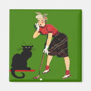 Black Cat At Golf Magnet