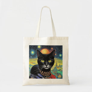 Black Cat at night 5 Tote Bag
