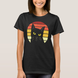Black Cat At Retro Sunset Women Men Children T-Shirt