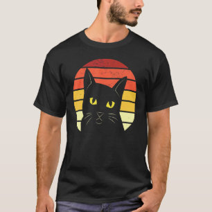 Black Cat At Retro Sunset Women Men Children T-Shirt