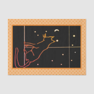 BLACK CAT AT THE WINDOW WITH STARS Tissue Paper