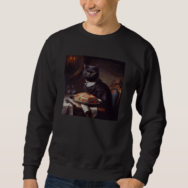 Black Cat Attack Steak Sweatshirt (Front)