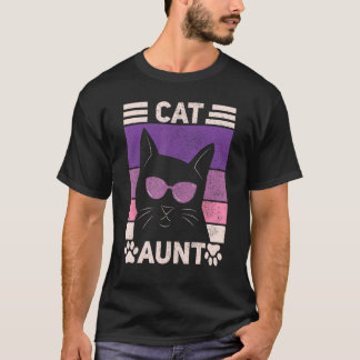 Black Cat Aunt Women Cat Lover Cat Auntie Themed F T-Shirt