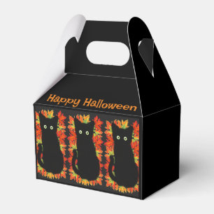 Black cat, Autumn leaves pattern, Halloween fun    Favour Box