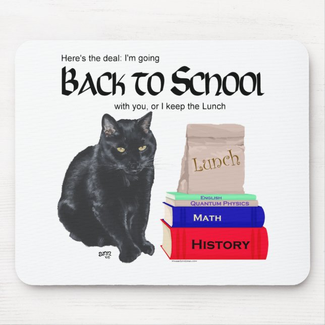Black Cat Back to School Mouse Pad (Front)