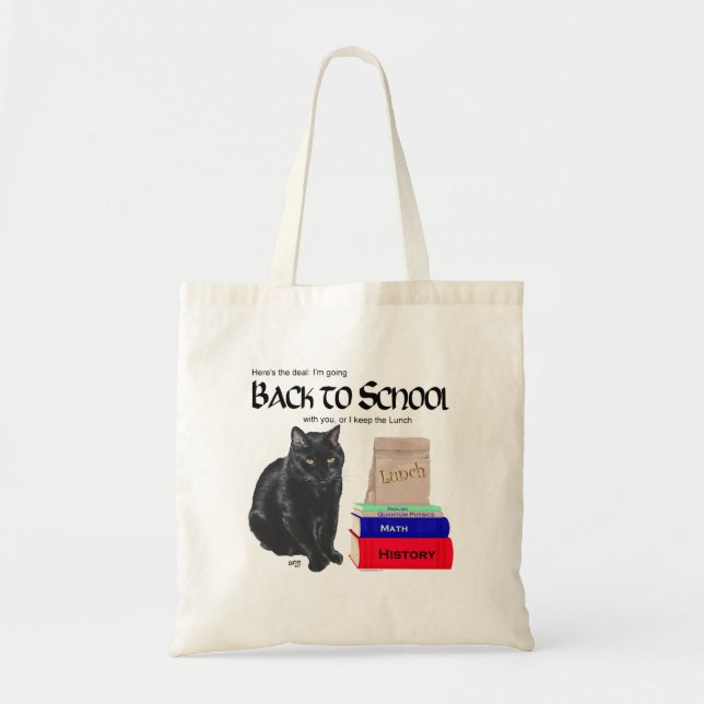 Black Cat Back to School Tote Bag (Front)