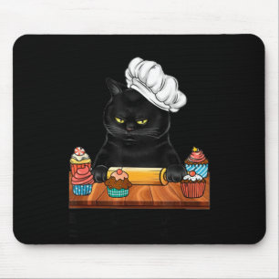 Black Cat Baking Because Murder Is Wrong Cat Lover Mouse Pad