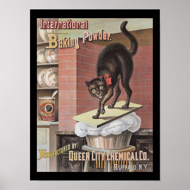 Black Cat Baking Soda Buffalo New York Postcard Poster (Front)