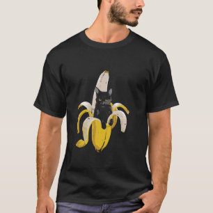 Black Cat Banana - Funny Cute Graphic Cat Banana L T-Shirt
