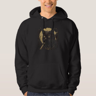 Black Cat Baseball Bat Moon Graphic Men Women Boys Hoodie