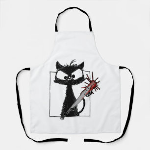 Black Cat Baseball Horror Halloween Apron