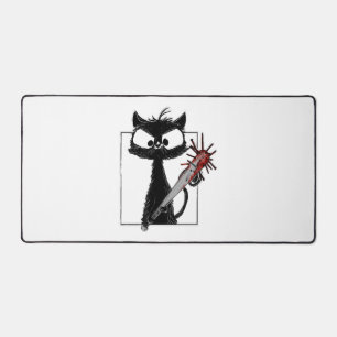 Black Cat Baseball Horror Halloween Desk Mat