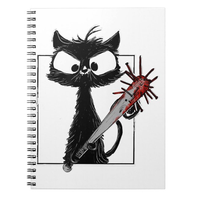 Black Cat Baseball Horror Halloween Notebook (Front)