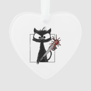 Black Cat Baseball Horror Halloween Ornament