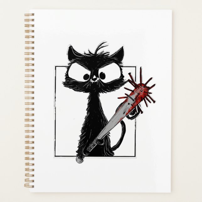 Black Cat Baseball Horror Halloween Planner (Front)
