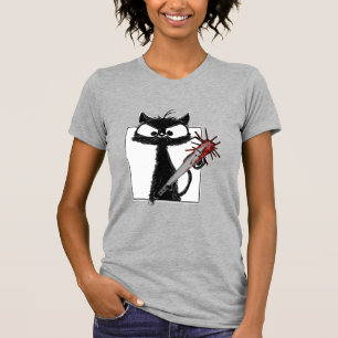 Black Cat Baseball Horror Halloween T-Shirt