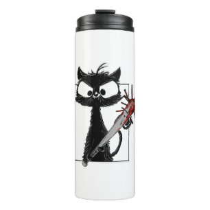 Black Cat Baseball Horror Halloween Thermal Tumbler
