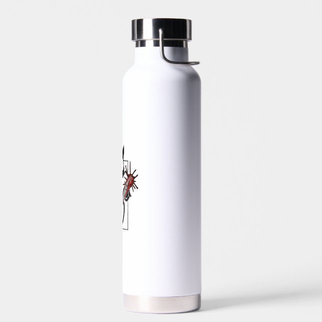 Black Cat Baseball Horror Halloween Water Bottle (Left)