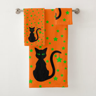 Black Cat Bath Towel Set
