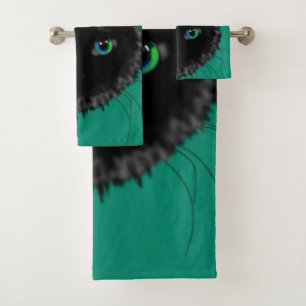Black Cat Bath Towels - Choose Colours