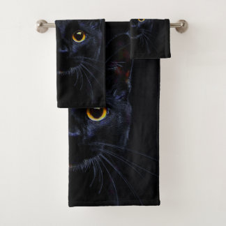 Black Cat Bathroom Towel Set