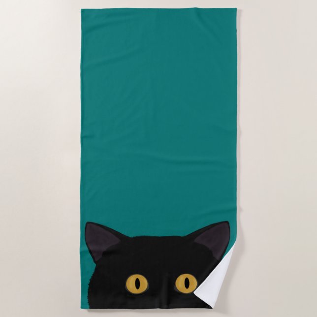 Black Cat Beach Towel (Front)