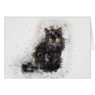 Black Cat Beauty   Abstract   Watercolor