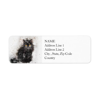 Black Cat Beauty | Abstract | Watercolor Return Address Label