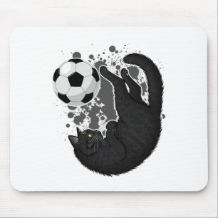 Black Cat Bicycle Kick - Soccer Fans Women Men Kid Mouse Pad