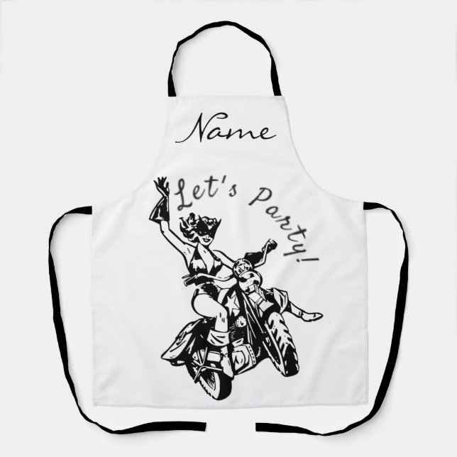 Black Cat Biker Babe Thunder_Cove Apron (Front)
